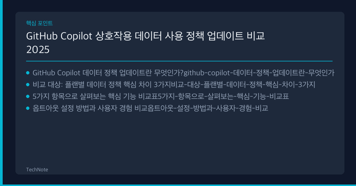 GitHub Copilot 상호작용 데이터 사용 정책 업데이트 비교 핵심 포인트