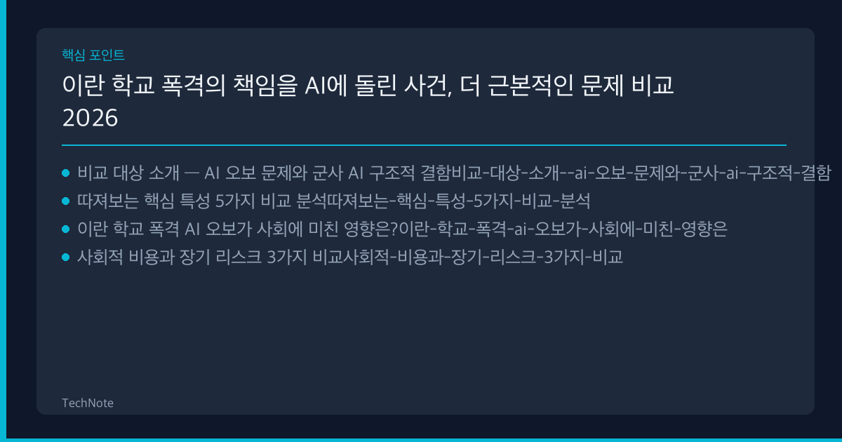 이란 학교 폭격의 책임을 AI에 돌린 사건, 더 근본적인 문제 비교 핵심 포인트