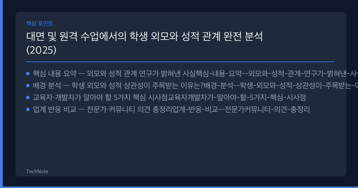 대면 및 원격 수업에서의 학생 외모와 성적 관계 분석 2025 핵심 포인트