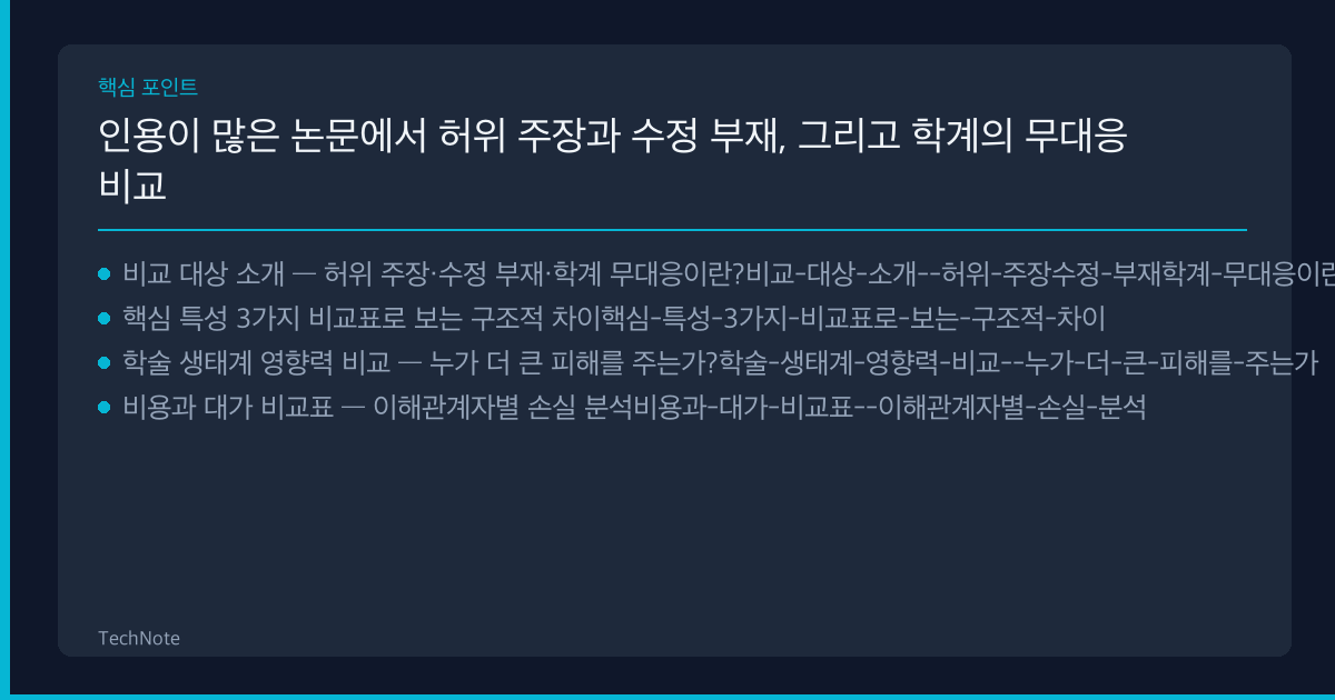 인용이 많은 논문에서 허위 주장과 수정 부재, 그리고 학계의 무대응 비교 핵심 포인트
